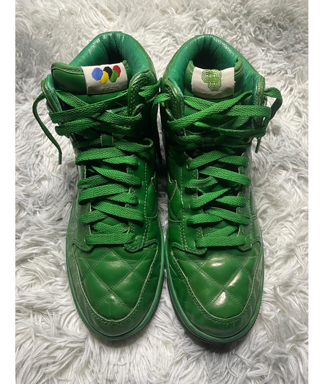 NIKE Зеленые высокие кроссовки / кеды из лакированной кожи, фото 4