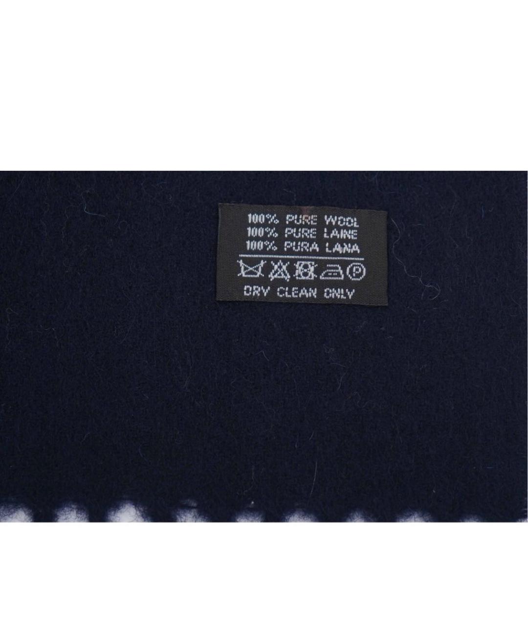 SAINT LAURENT Темно-синий шерстяной шарф, фото 2