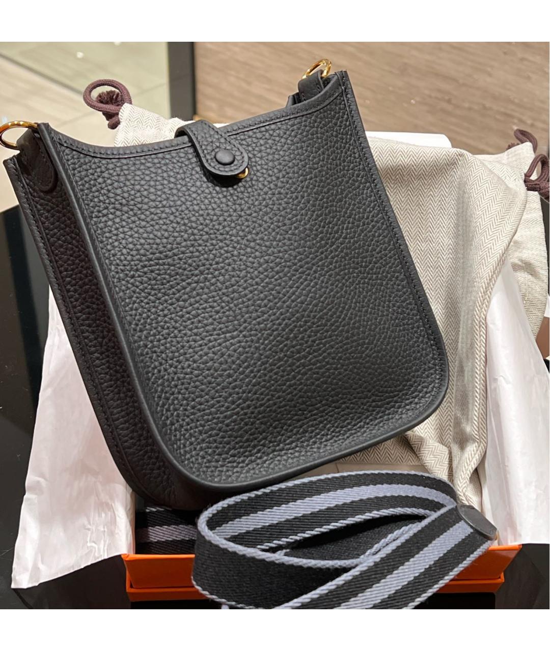 HERMES Черная кожаная сумка через плечо, фото 3