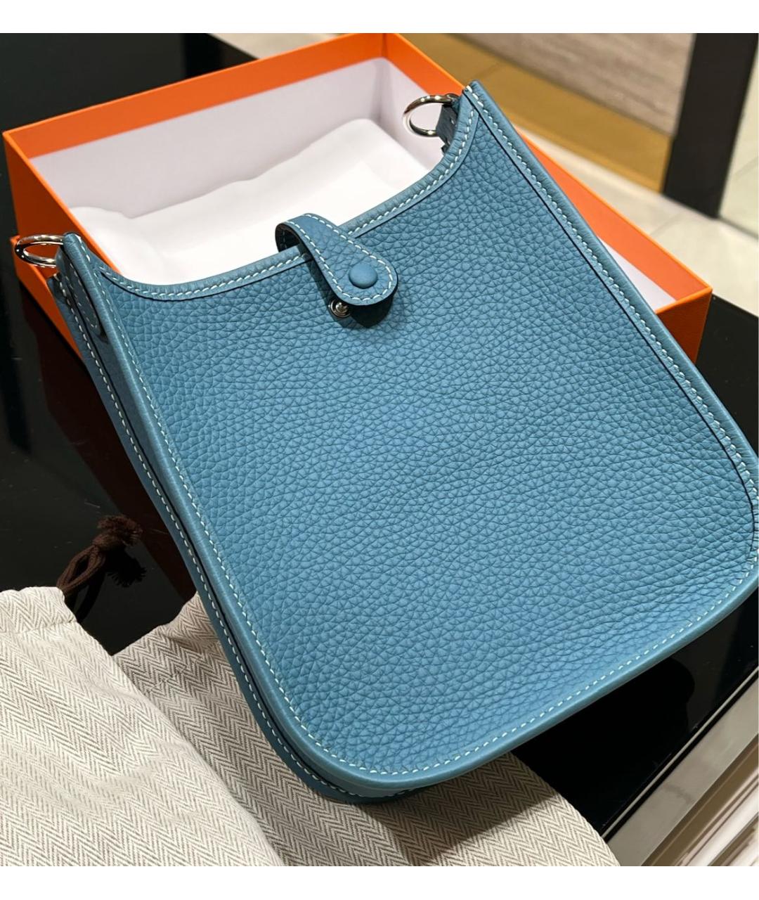 HERMES Бирюзовая кожаная сумка через плечо, фото 2