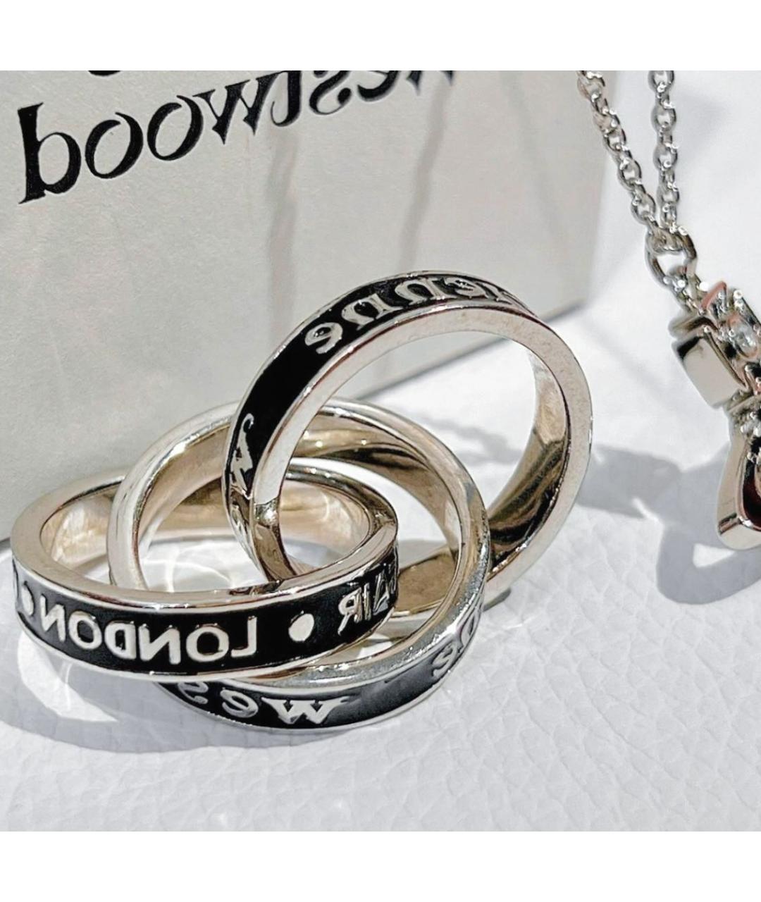 VIVIENNE WESTWOOD Черное серебряное кольцо, фото 6