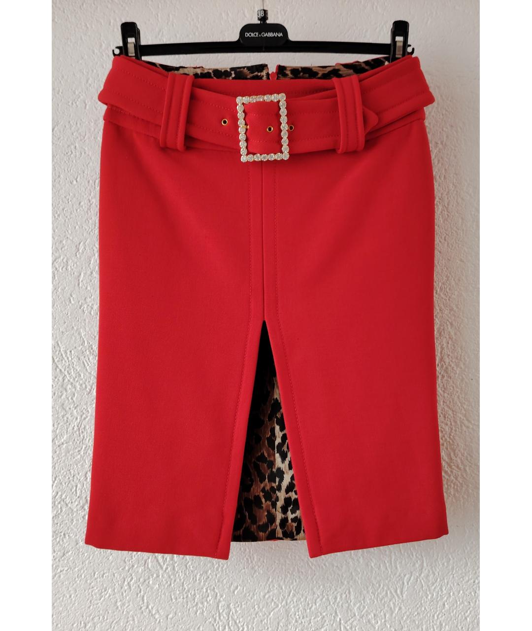 DOLCE&GABBANA Красная шерстяная юбка миди, фото 8