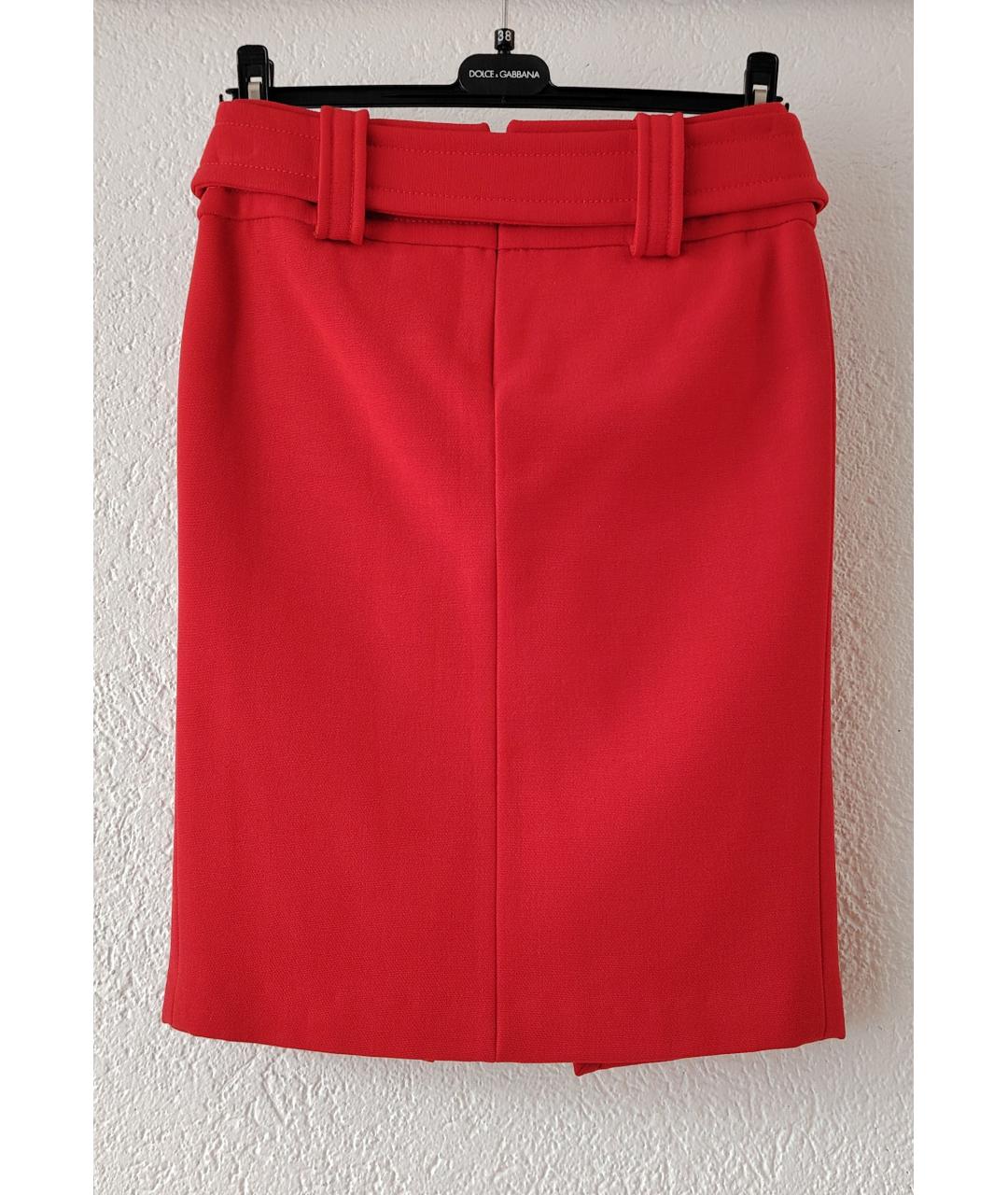 DOLCE&GABBANA Красная шерстяная юбка миди, фото 2