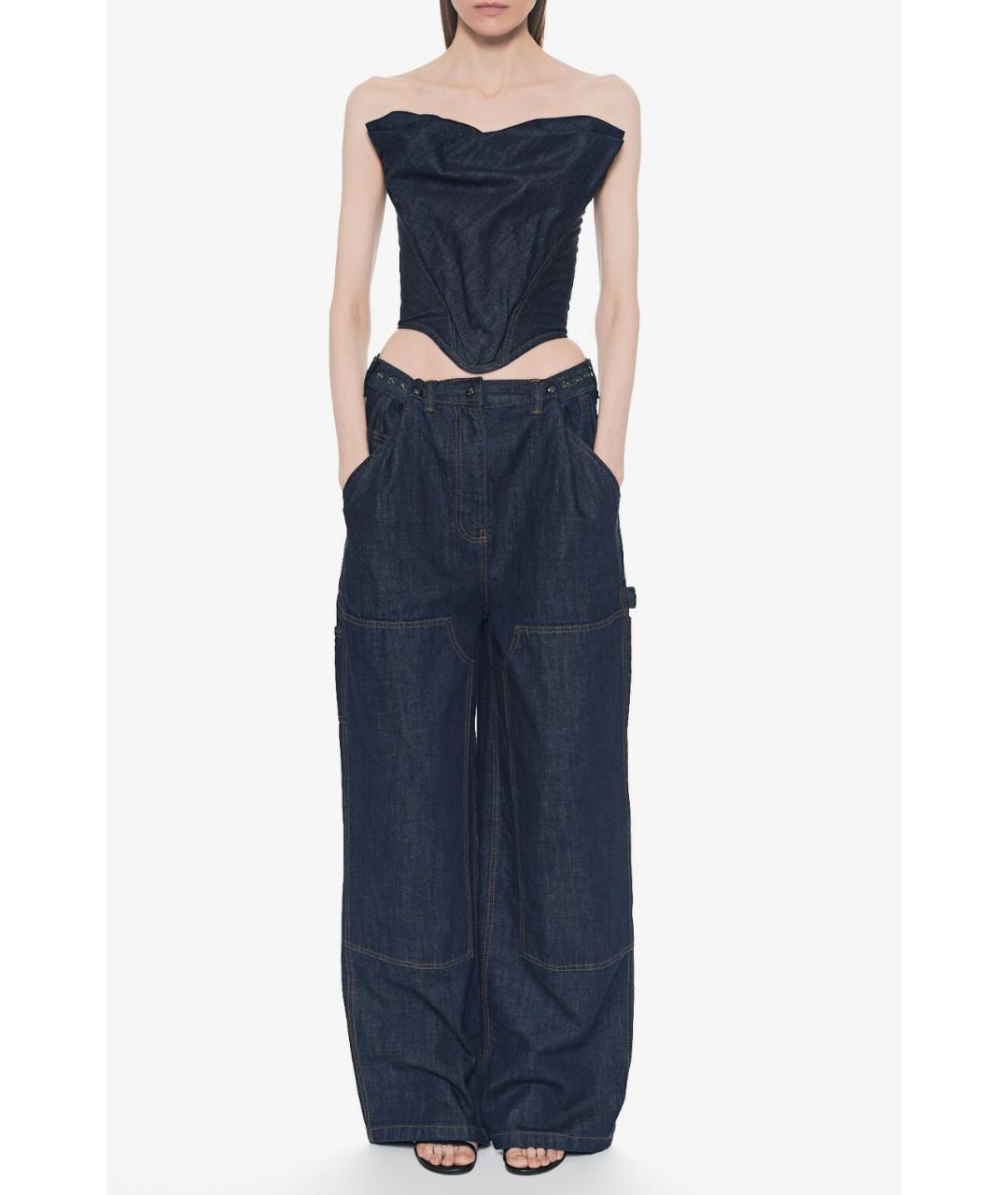 MAGDA BUTRYM Темно-синие хлопковые прямые джинсы, фото 6