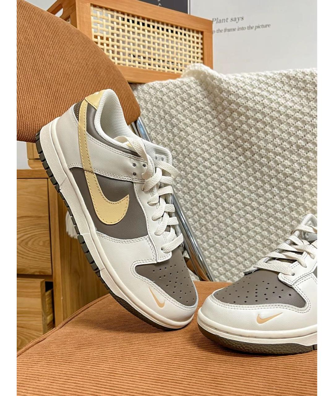 NIKE Бежевые кожаные кроссовки, фото 7