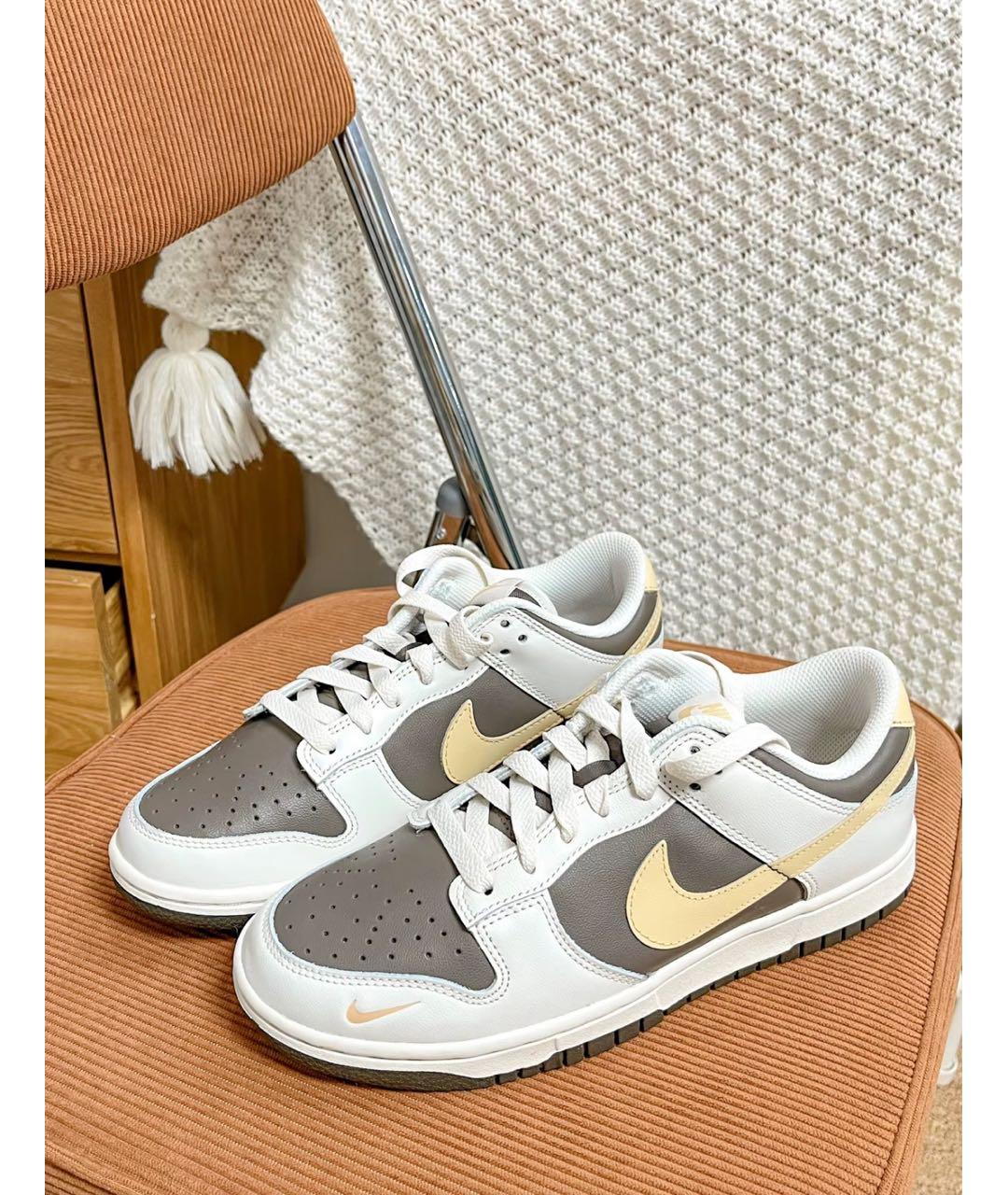 NIKE Бежевые кожаные кроссовки, фото 6