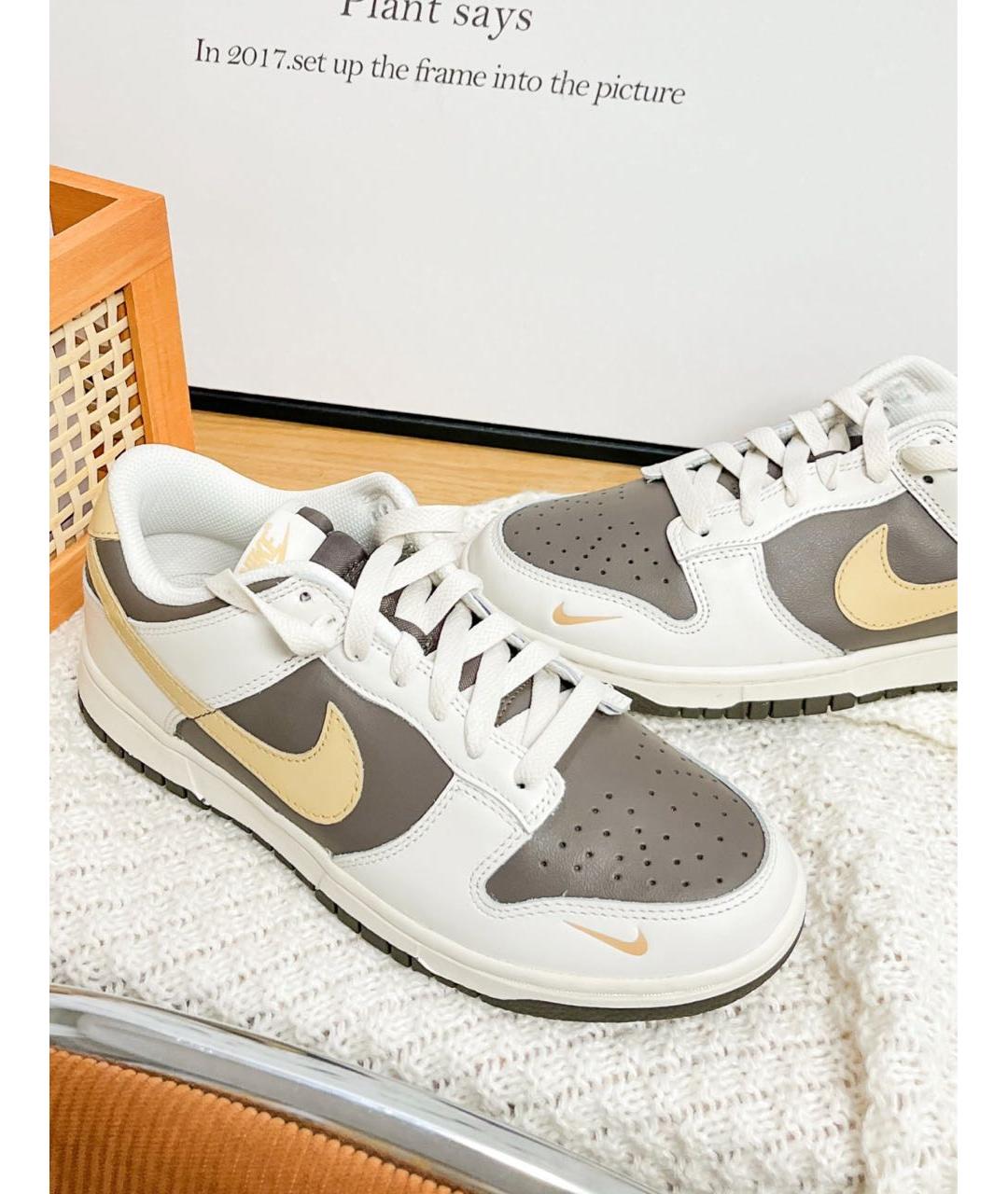 NIKE Бежевые кожаные кроссовки, фото 5