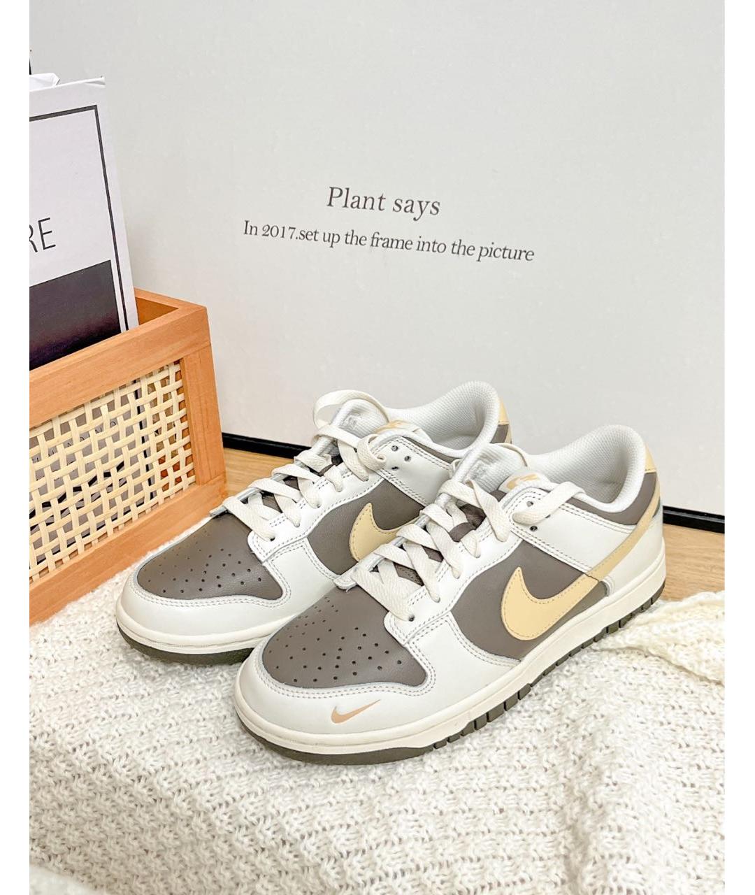 NIKE Бежевые кожаные кроссовки, фото 4