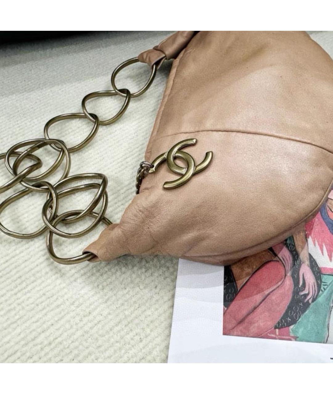 CHANEL Бежевая кожаная сумка через плечо, фото 2