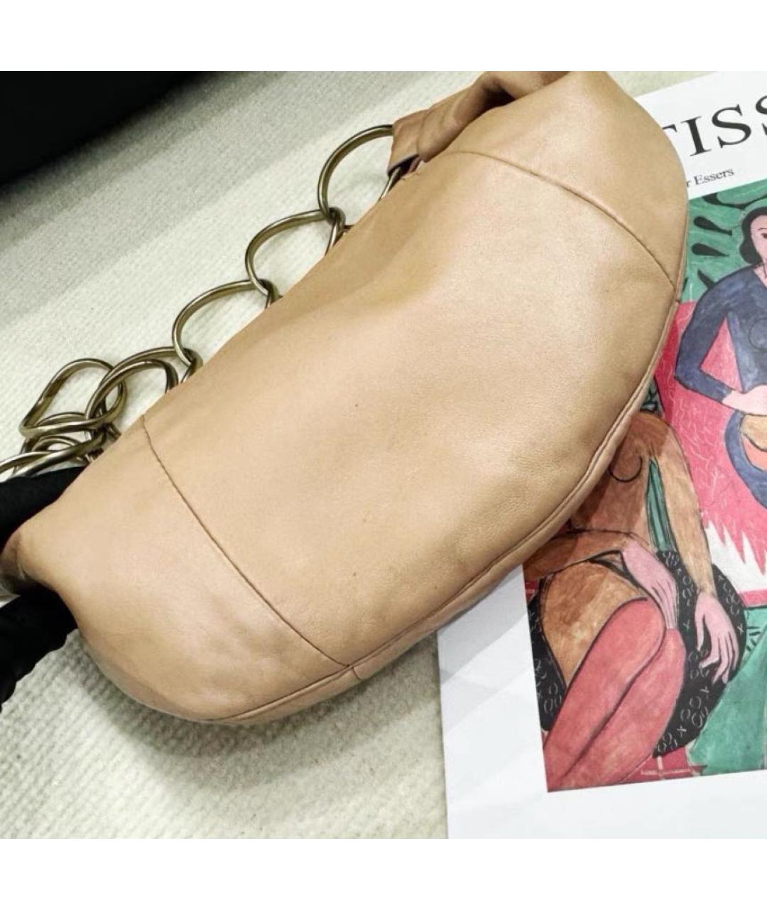 CHANEL Бежевая кожаная сумка через плечо, фото 3