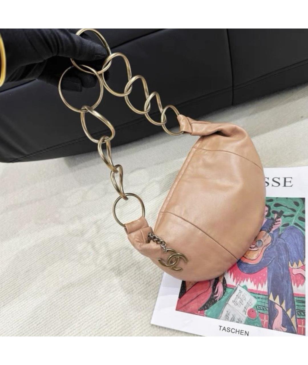 CHANEL Бежевая кожаная сумка через плечо, фото 8