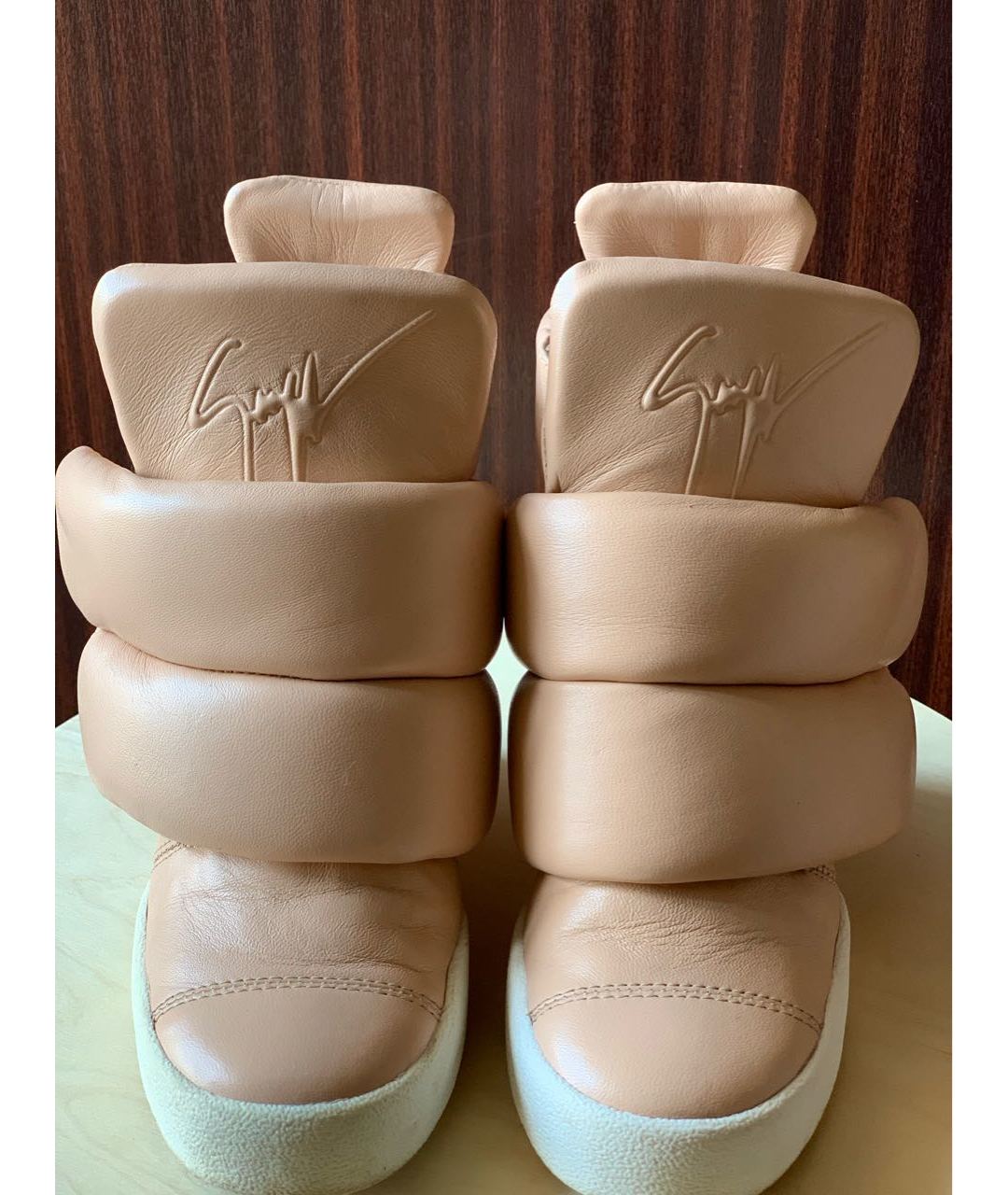 GIUSEPPE ZANOTTI DESIGN Бежевые кожаные кроссовки, фото 2