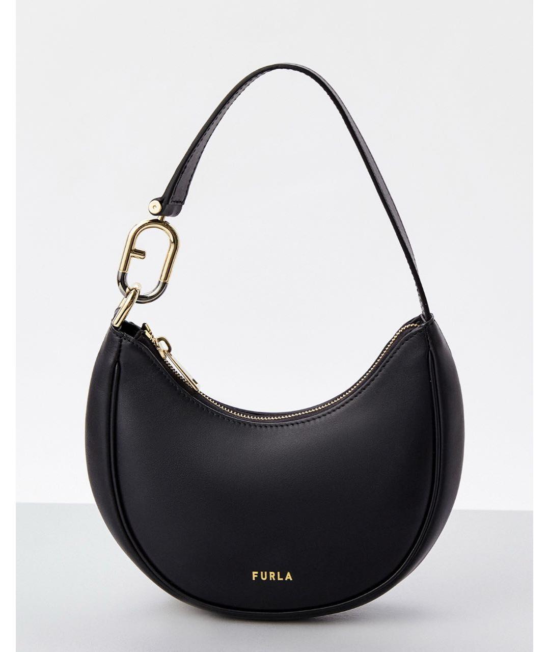 FURLA Черная кожаная сумка с короткими ручками, фото 6