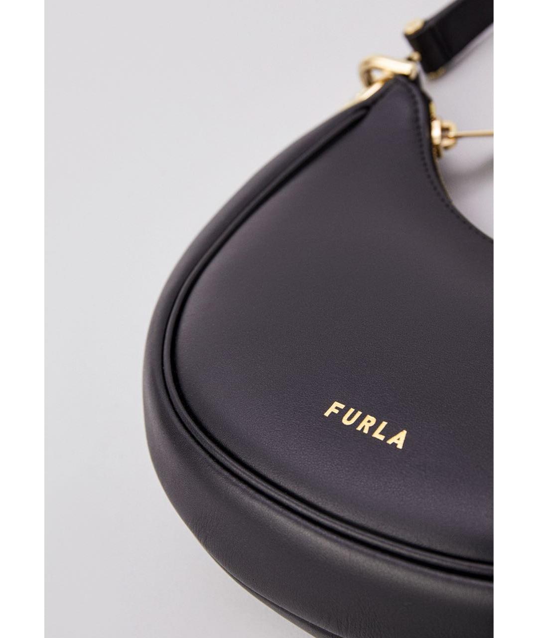 FURLA Черная кожаная сумка с короткими ручками, фото 3