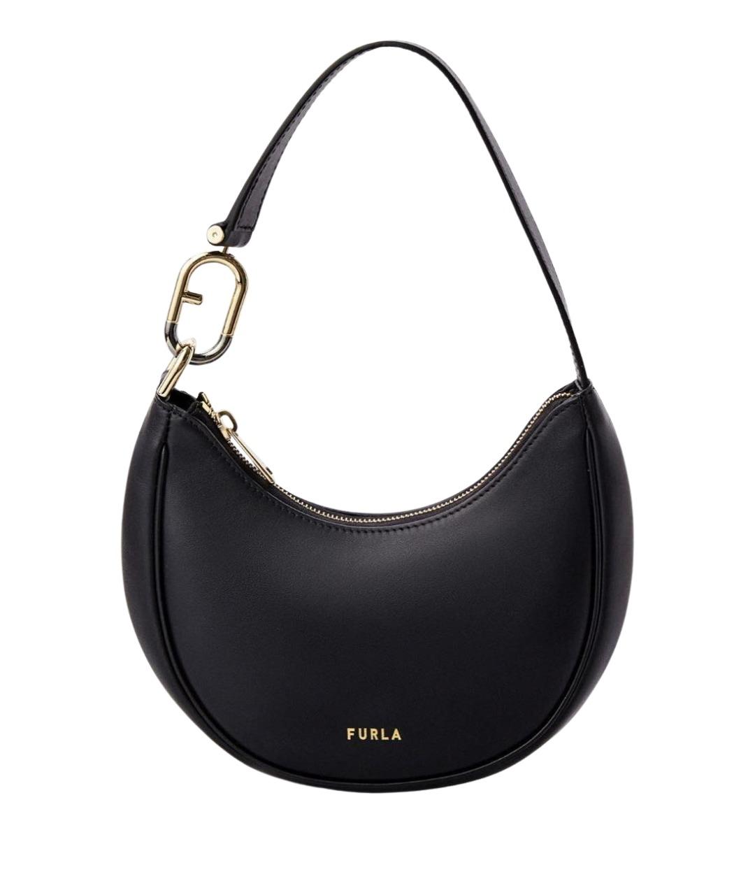 FURLA Черная кожаная сумка с короткими ручками, фото 1