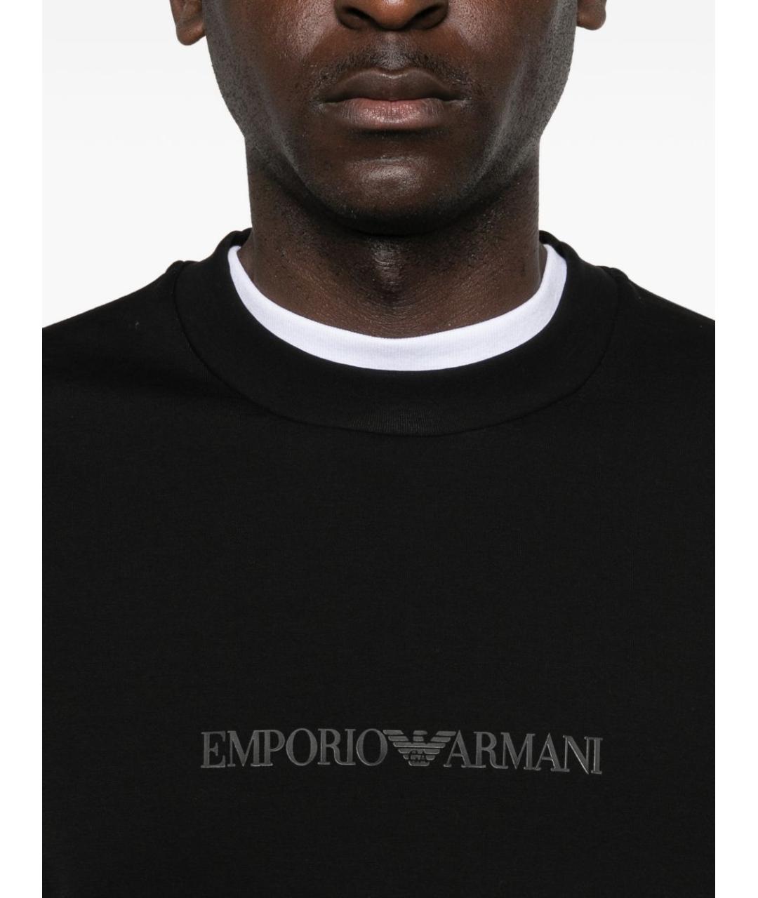 EMPORIO ARMANI Черный хлопковый джемпер / свитер, фото 2