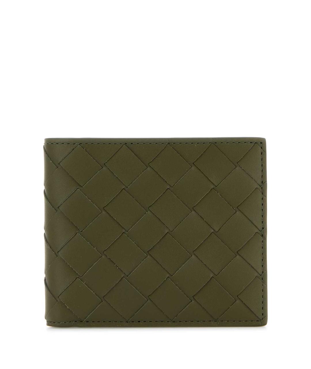 BOTTEGA VENETA Зеленый кожаный кошелек, фото 1