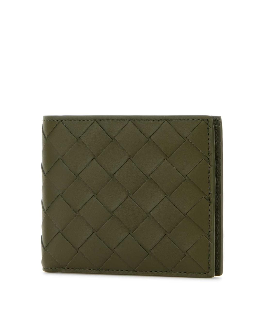 BOTTEGA VENETA Зеленый кожаный кошелек, фото 2