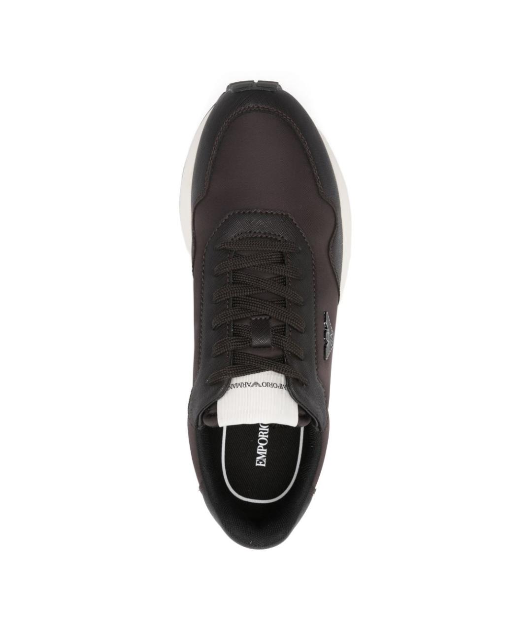 EMPORIO ARMANI Коричневые синтетические низкие кроссовки / кеды, фото 2