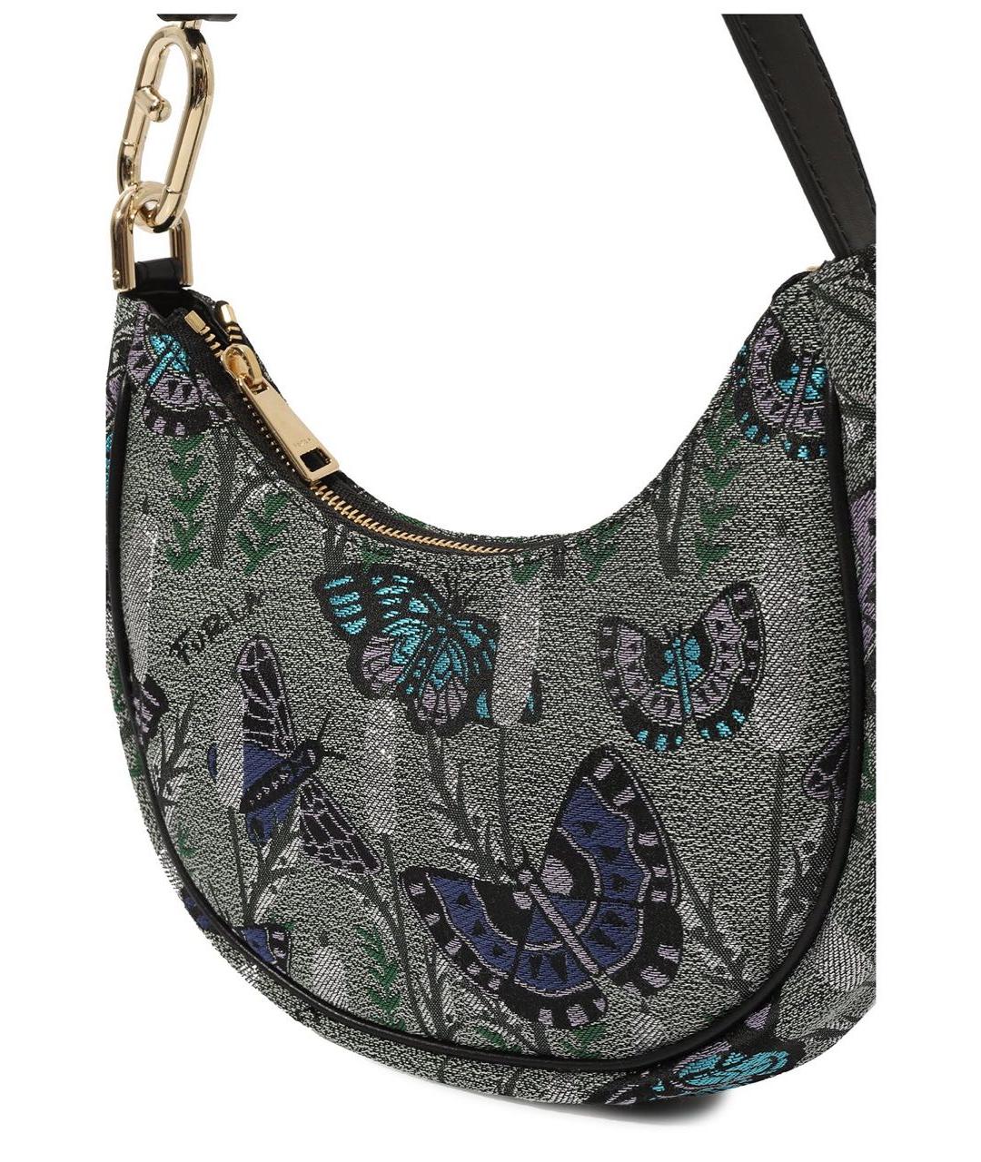 FURLA Серая жаккардовая сумка с короткими ручками, фото 2