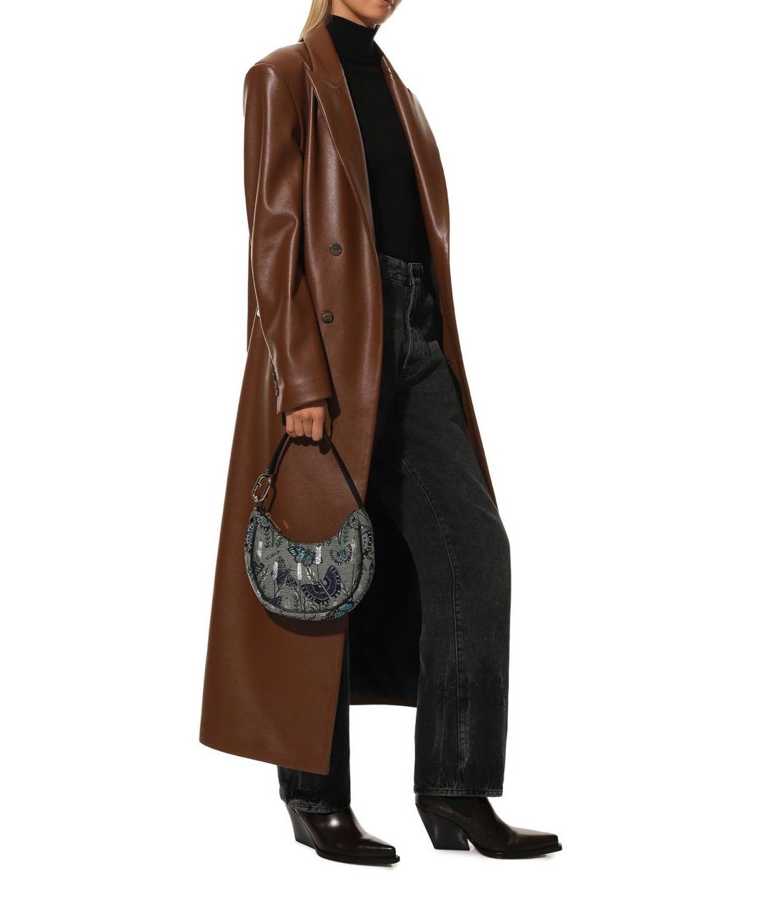 FURLA Серая жаккардовая сумка с короткими ручками, фото 6