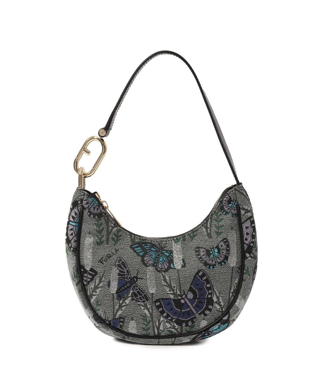 FURLA Серая жаккардовая сумка с короткими ручками, фото 7