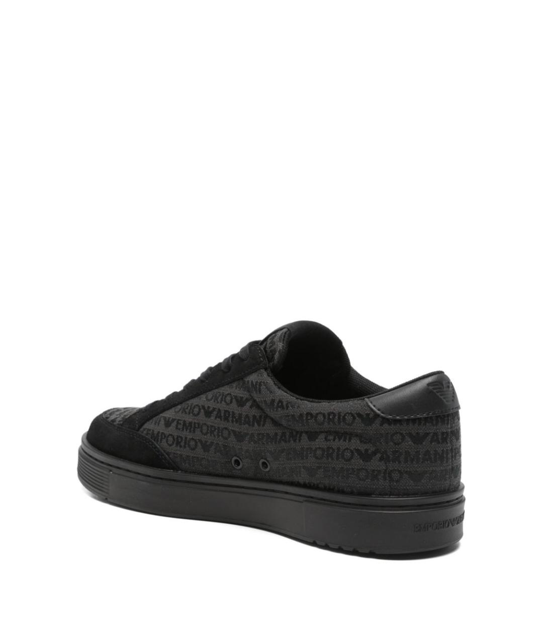 EMPORIO ARMANI Черные текстильные низкие кроссовки / кеды, фото 2