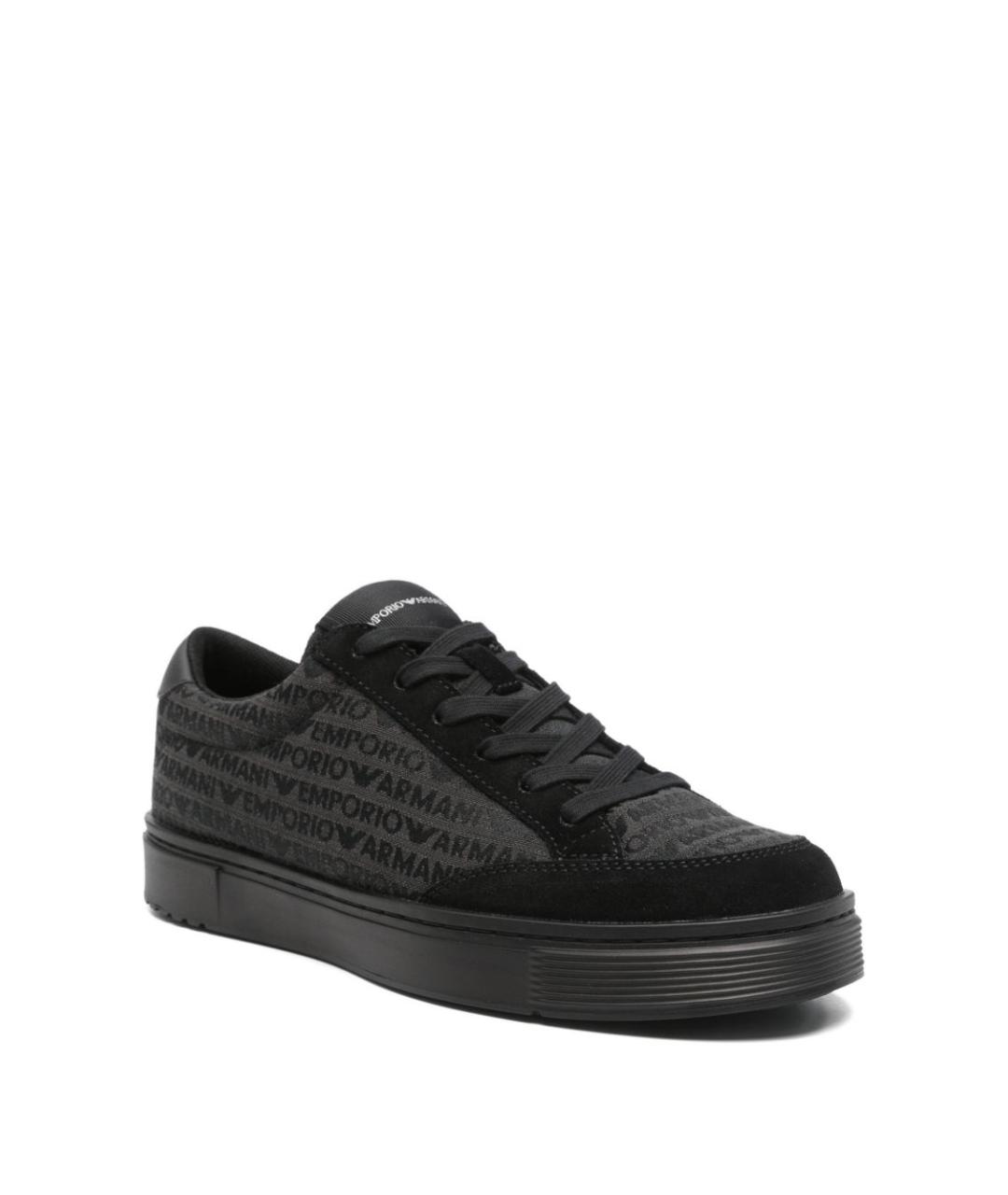 EMPORIO ARMANI Черные текстильные низкие кроссовки / кеды, фото 3