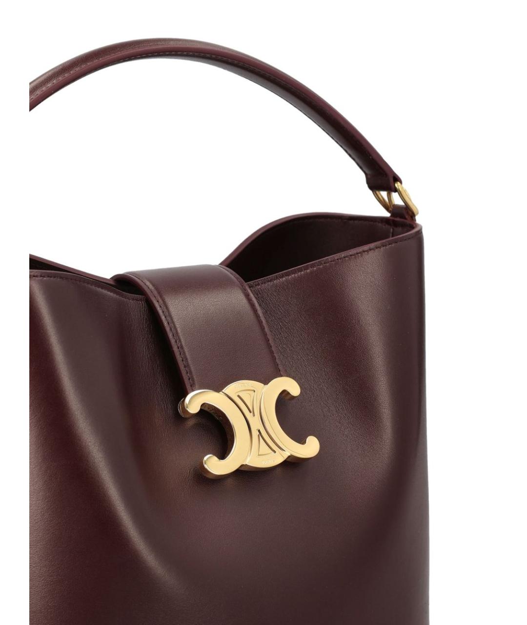 CELINE Бордовая кожаная сумка тоут, фото 2