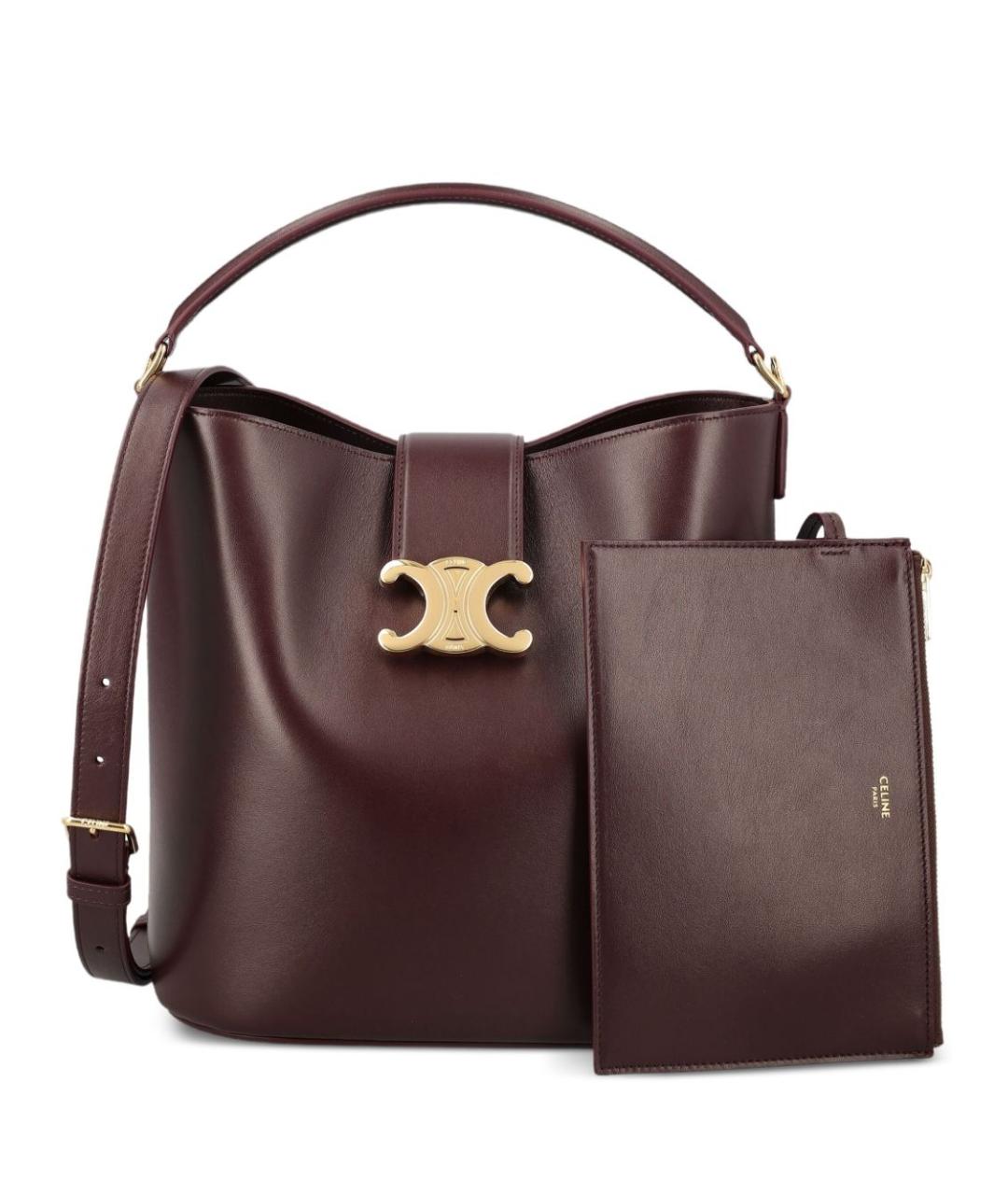 CELINE Бордовая кожаная сумка тоут, фото 4