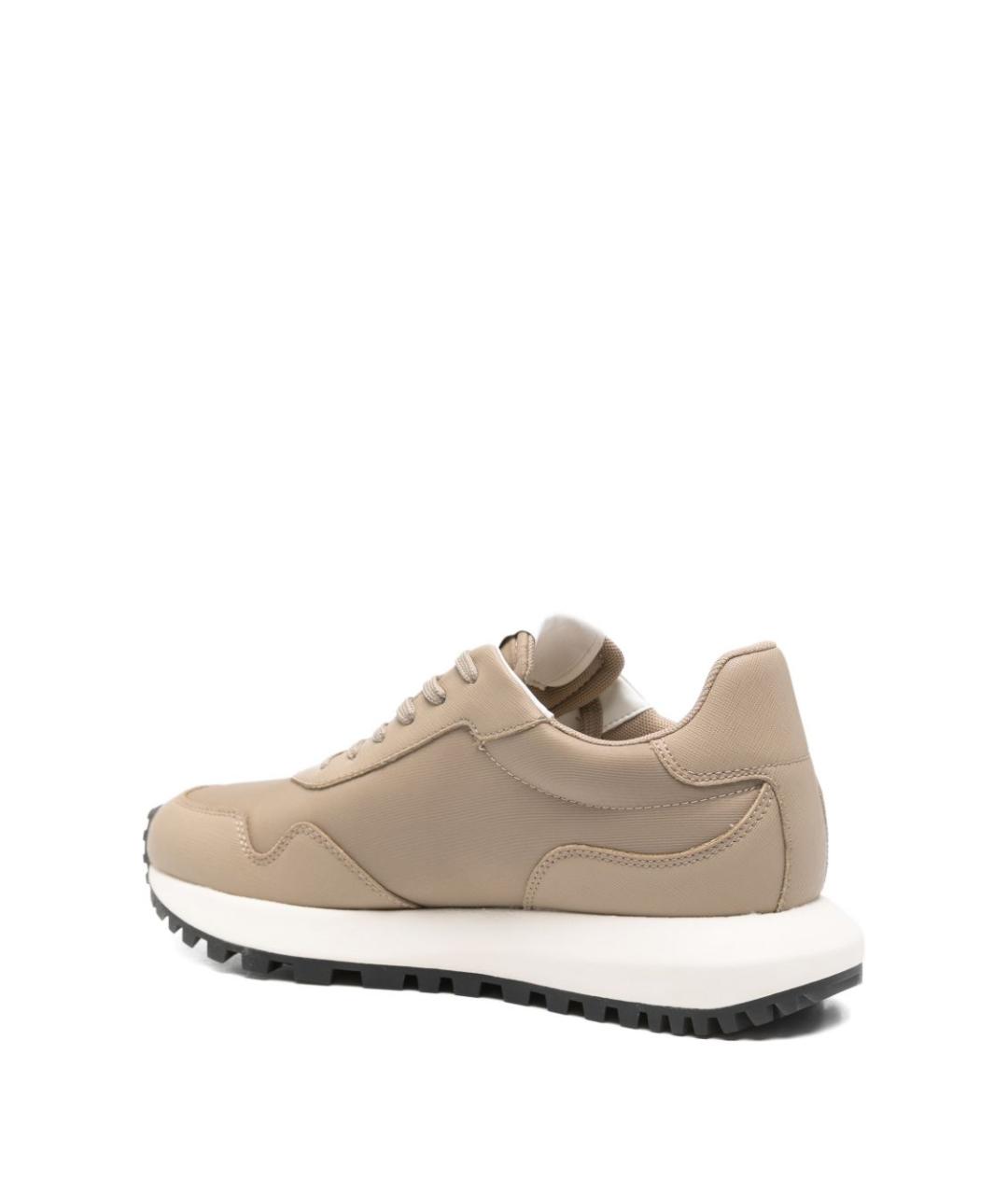 EMPORIO ARMANI Бежевые синтетические низкие кроссовки / кеды, фото 4