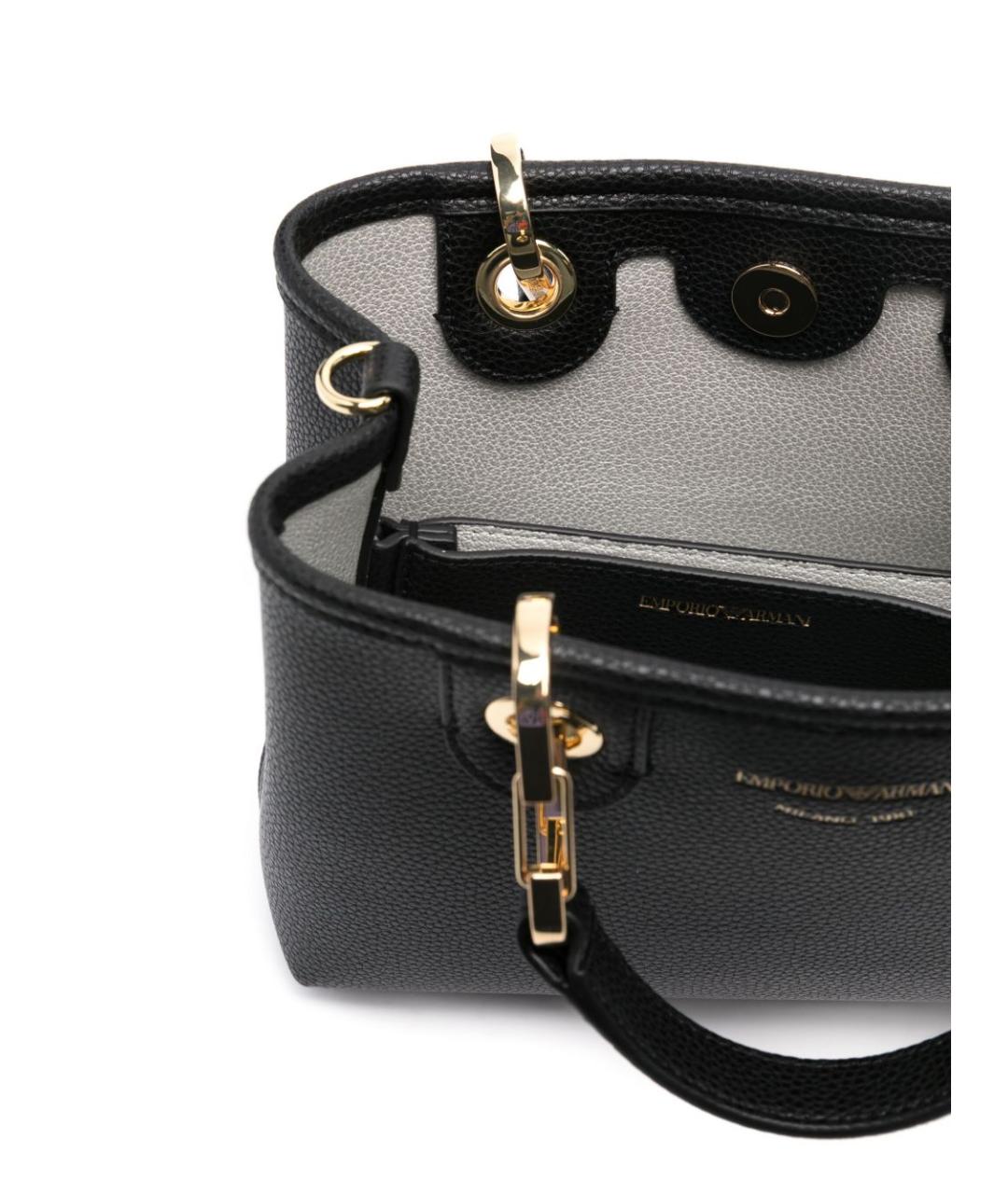 EMPORIO ARMANI Черная сумка тоут из искусственной кожи, фото 4