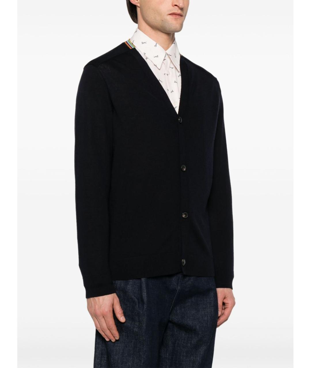 PAUL SMITH Темно-синий шерстяной кардиган, фото 4