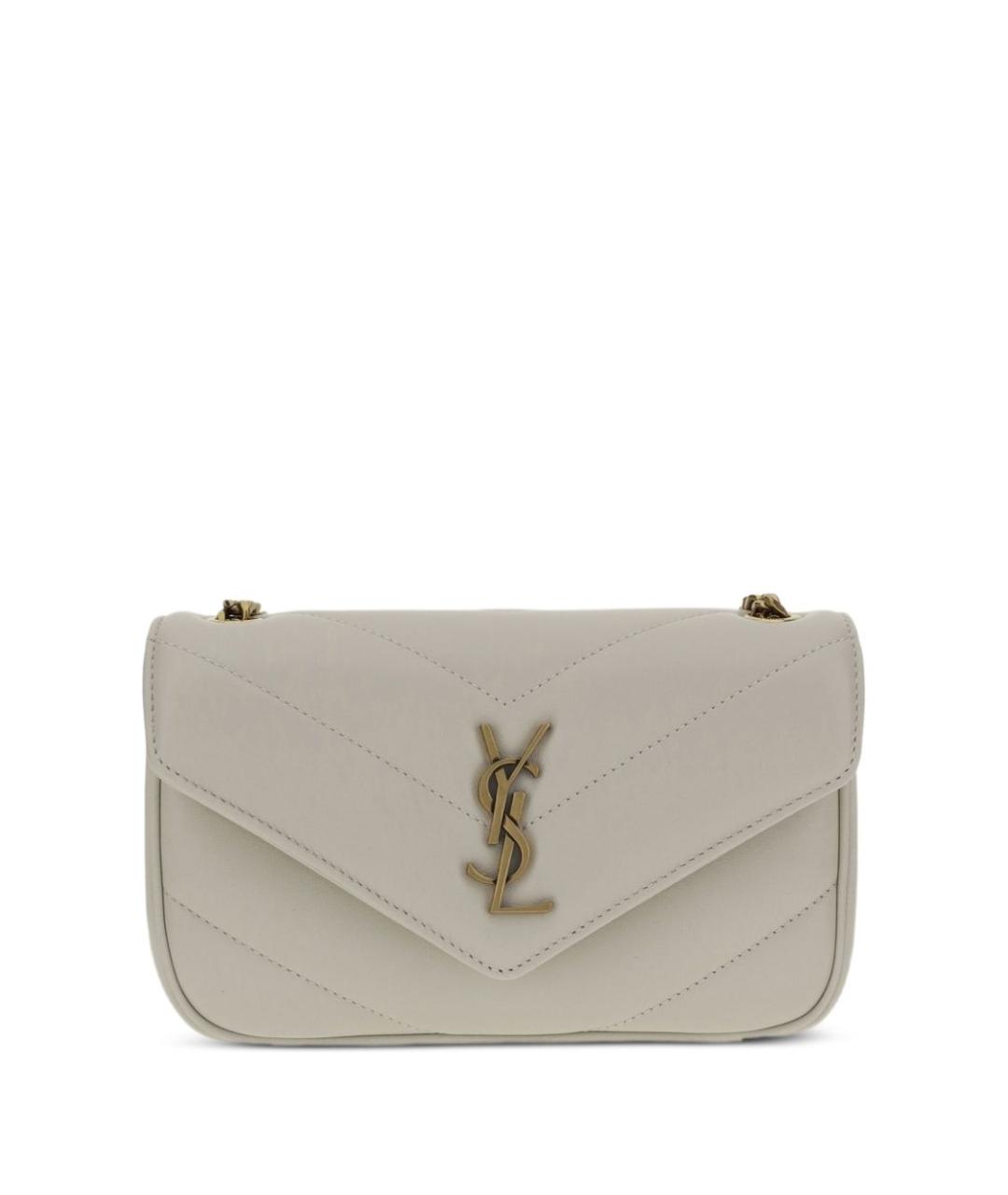 SAINT LAURENT Бежевая кожаная сумка через плечо, фото 1