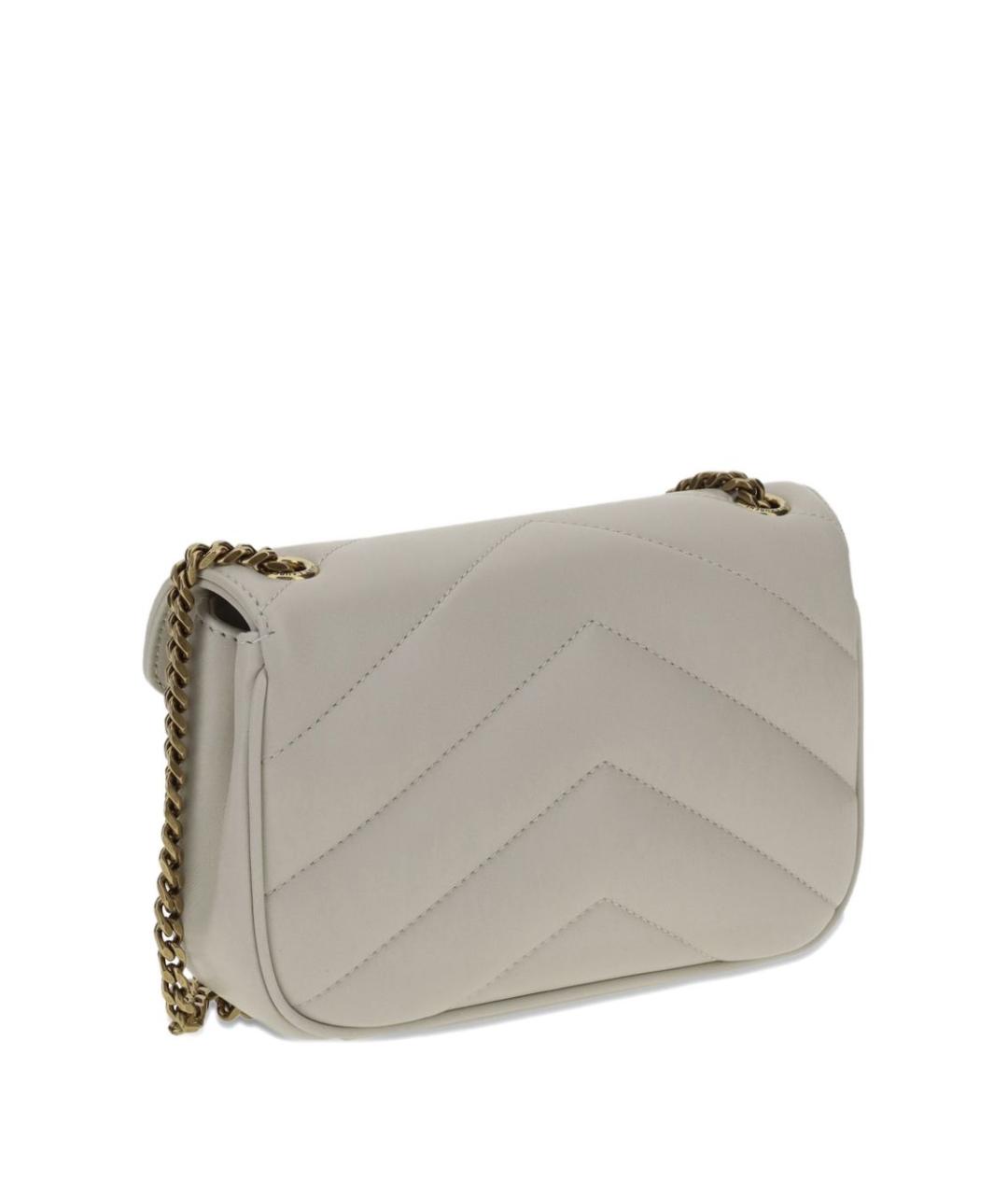 SAINT LAURENT Бежевая кожаная сумка через плечо, фото 2