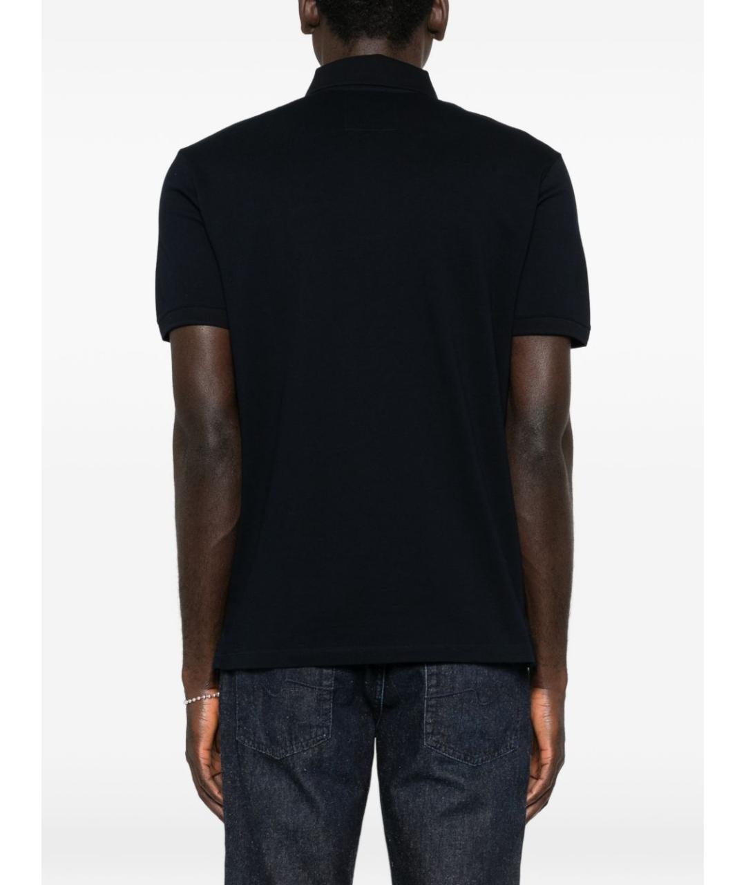 EMPORIO ARMANI Синее хлопковое поло с коротким рукавом, фото 4