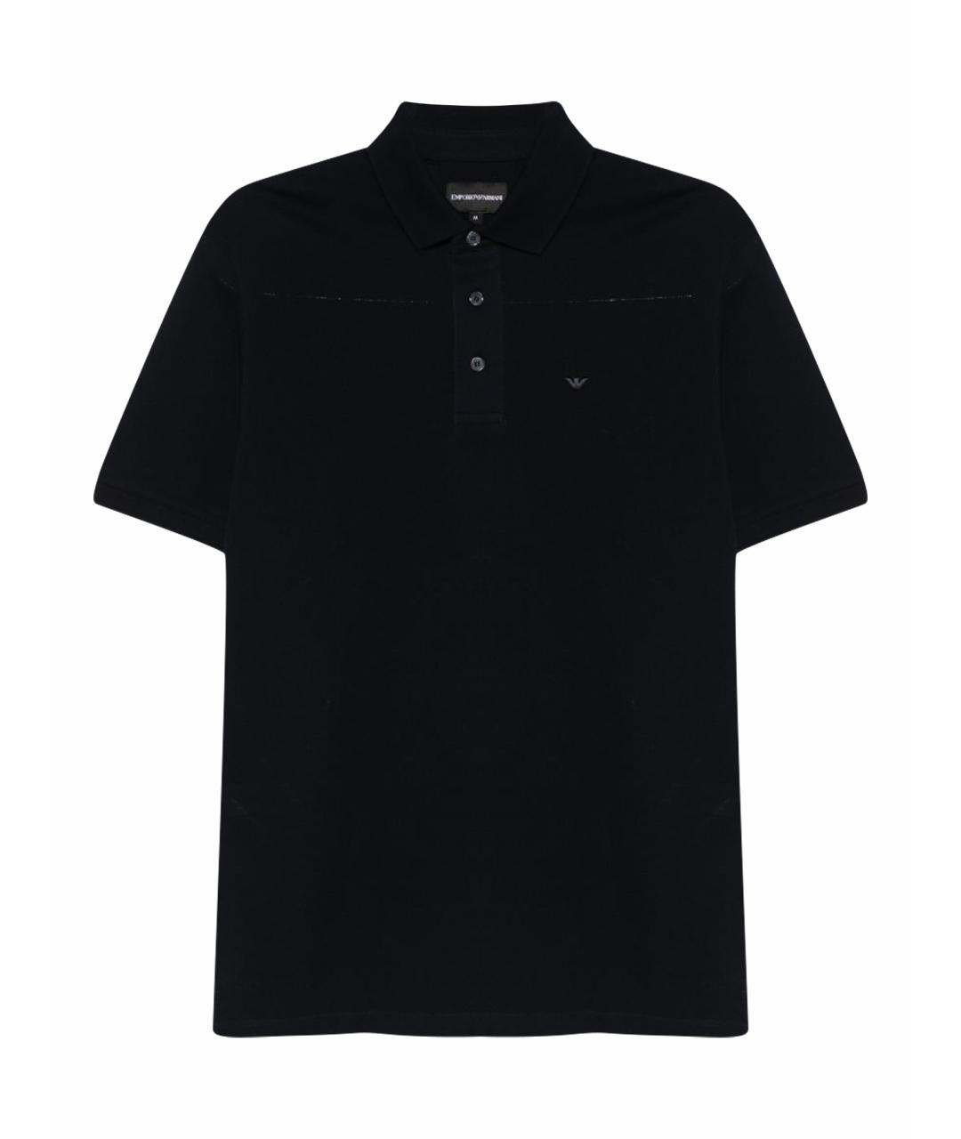 EMPORIO ARMANI Синее хлопковое поло с коротким рукавом, фото 1