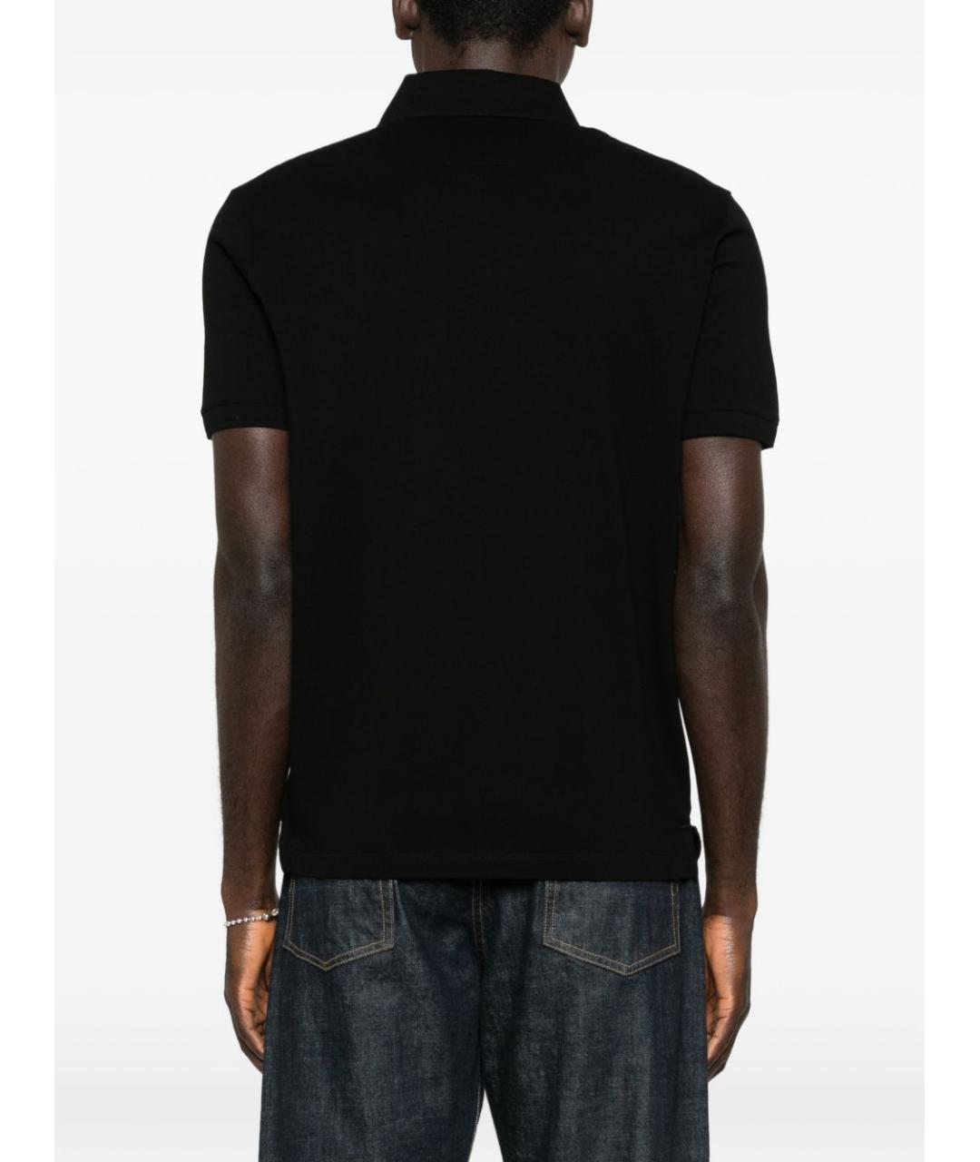 EMPORIO ARMANI Черное хлопковое поло с длинным рукавом, фото 2