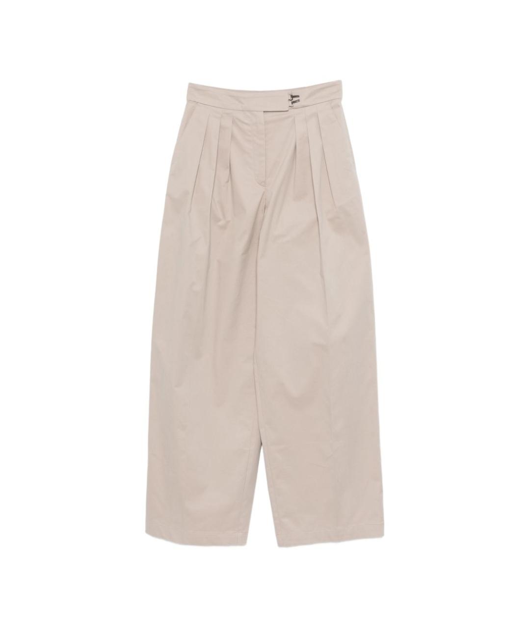 EMPORIO ARMANI Бежевые хлопковые прямые брюки, фото 1