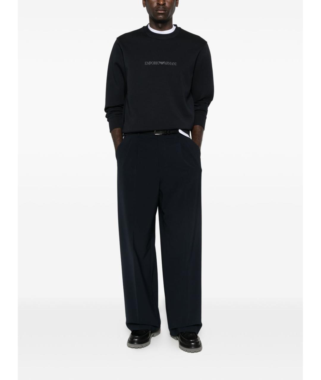 EMPORIO ARMANI Темно-синий полиэстеровый джемпер / свитер, фото 4