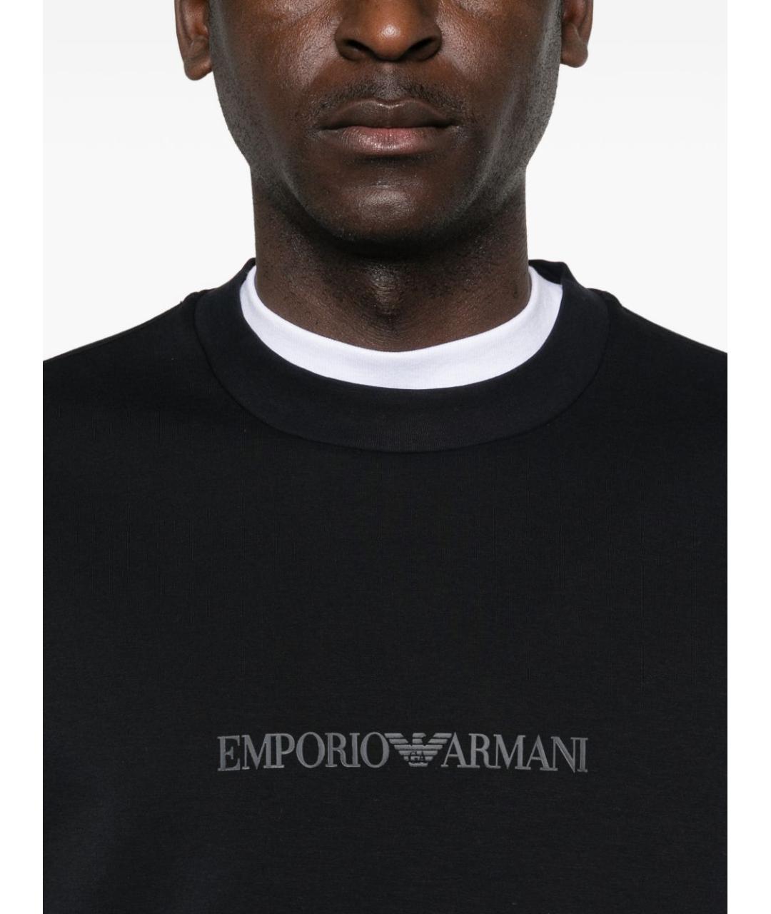 EMPORIO ARMANI Темно-синий полиэстеровый джемпер / свитер, фото 5