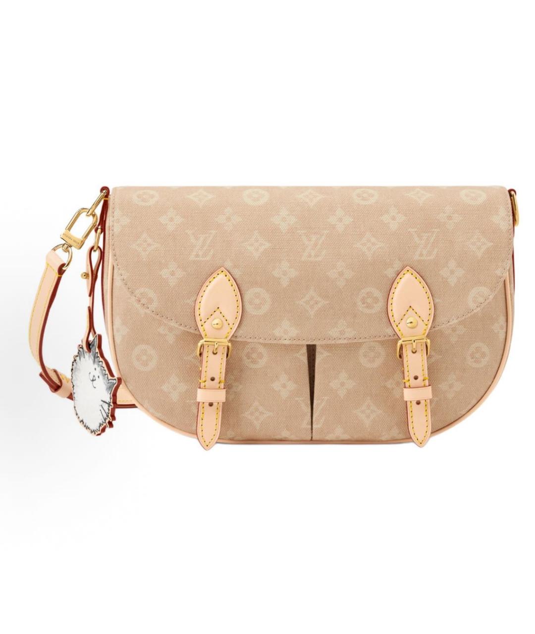 LOUIS VUITTON Бежевая тканевая сумка через плечо, фото 5