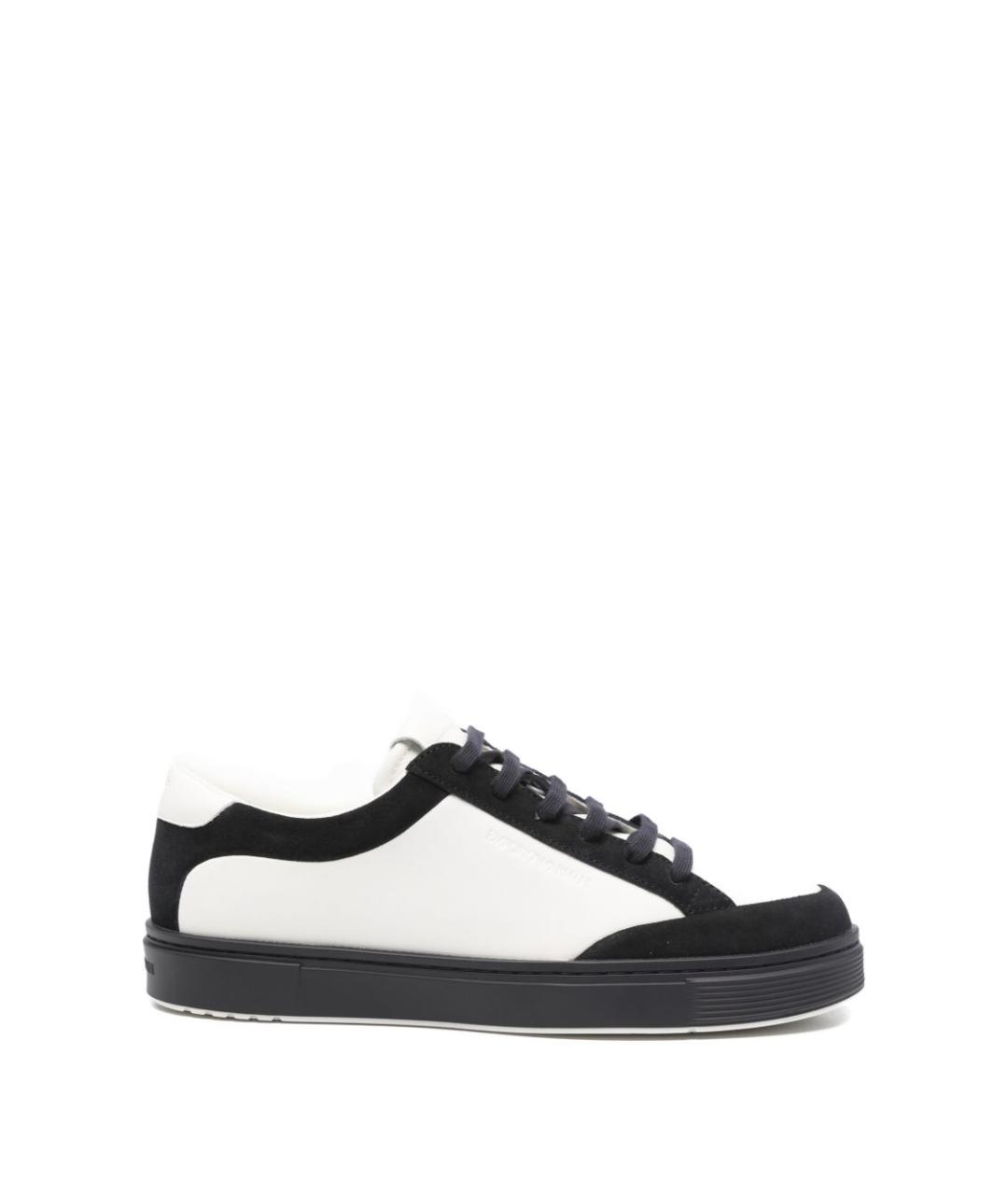 EMPORIO ARMANI Белые кожаные низкие кроссовки / кеды, фото 1