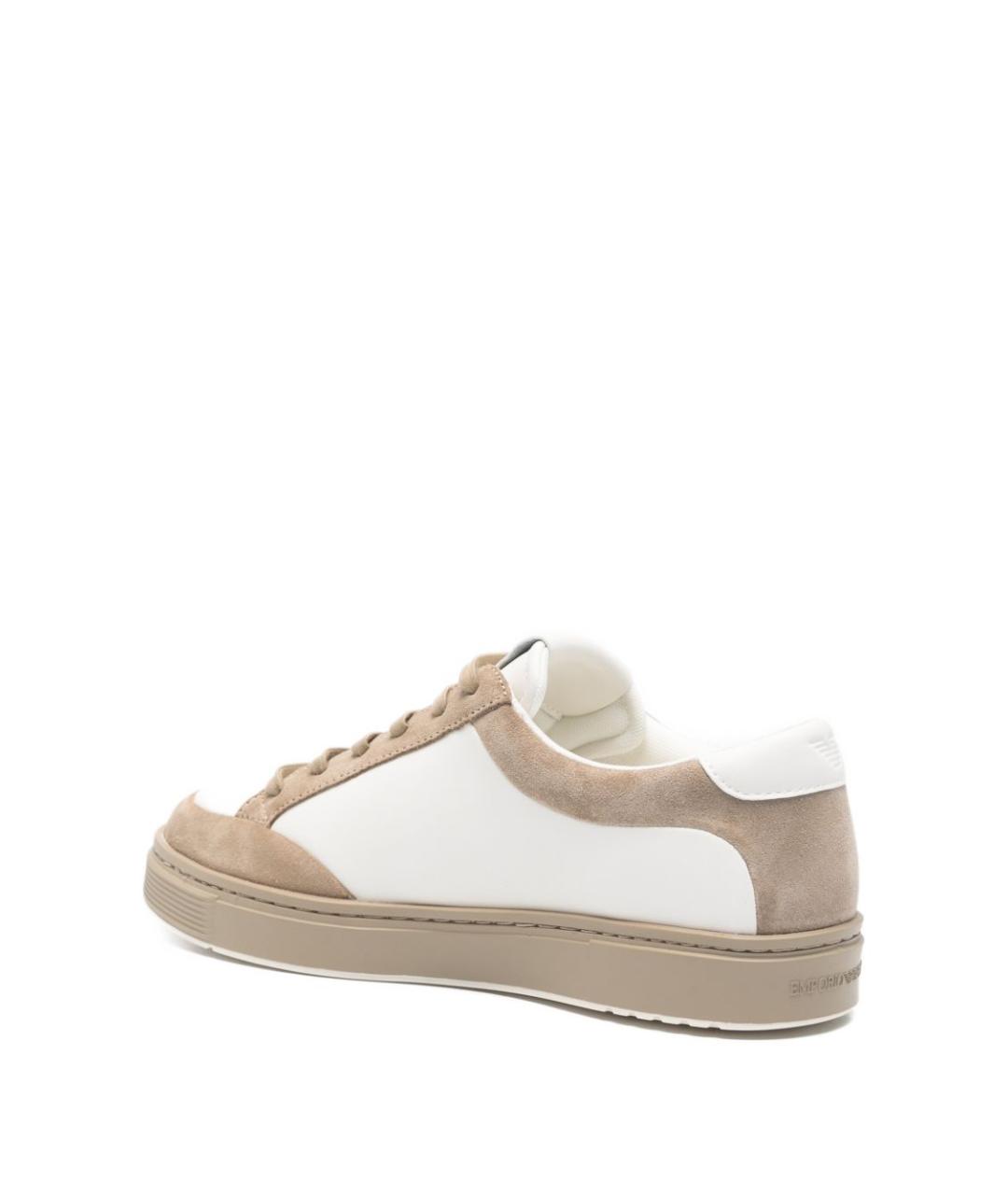 EMPORIO ARMANI Белые кожаные низкие кроссовки / кеды, фото 4