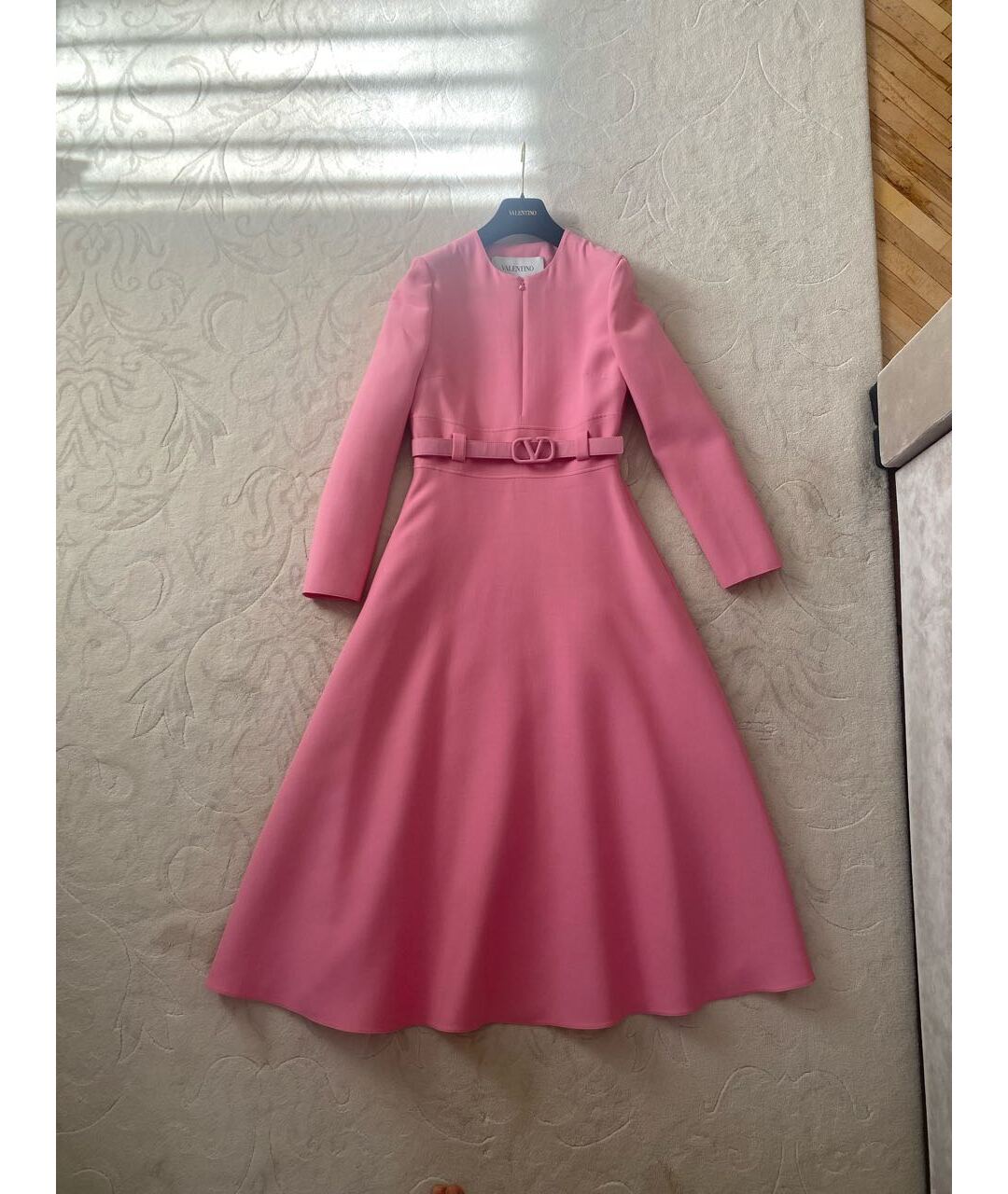 VALENTINO Розовое шерстяное повседневное платье, фото 9