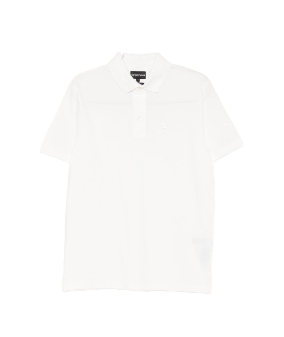 EMPORIO ARMANI Белое хлопковое поло с коротким рукавом, фото 1