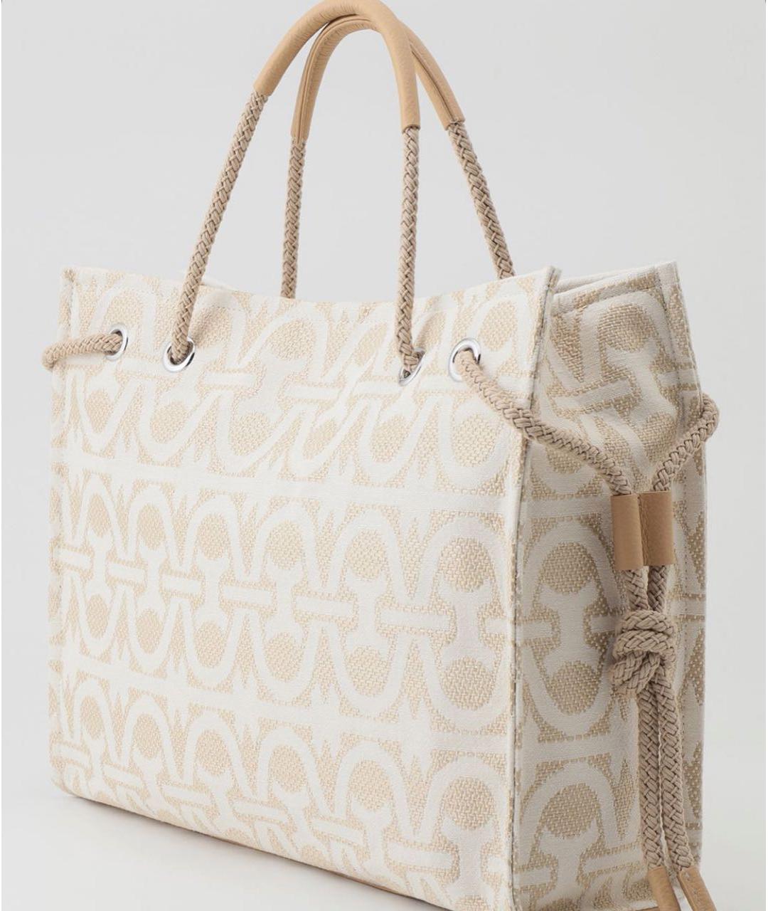 COCCINELLE Бежевая хлопковая сумка тоут, фото 3