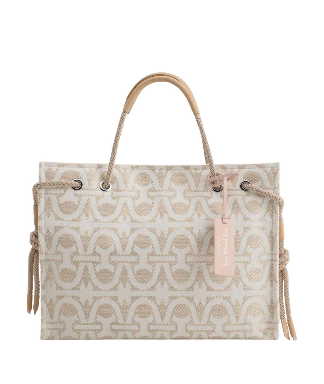 COCCINELLE Бежевая хлопковая сумка тоут, фото 1