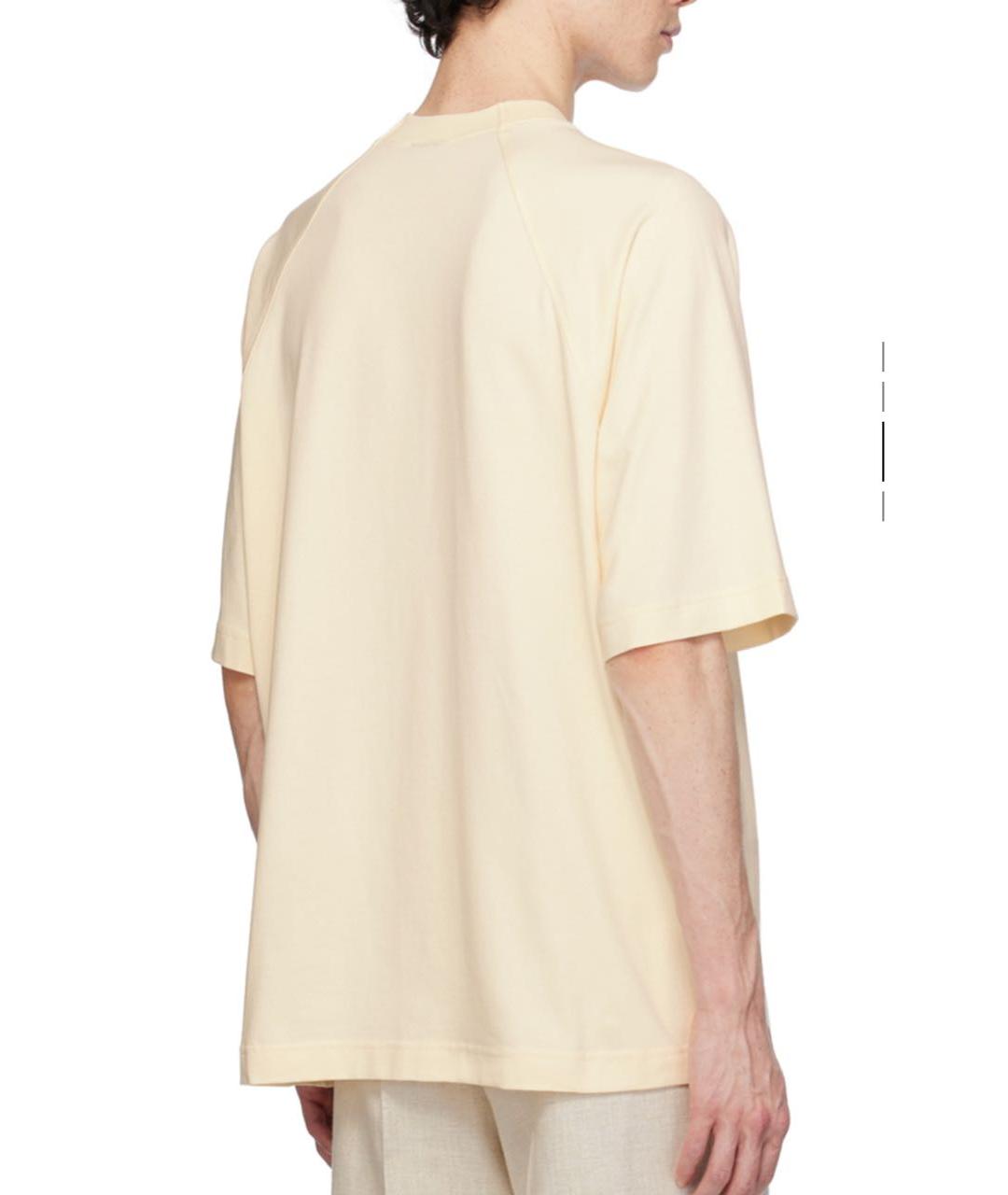JACQUEMUS Бежевая хлопковая футболка, фото 4