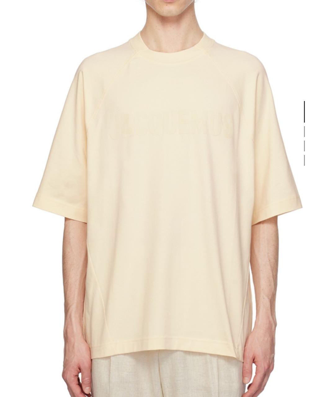 JACQUEMUS Бежевая хлопковая футболка, фото 2